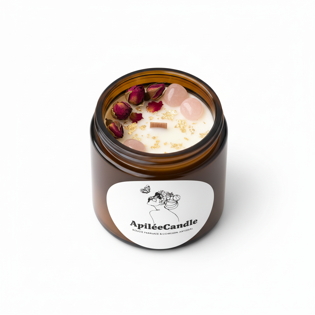 Bougie Amour & Attirance avec feuilles d'or