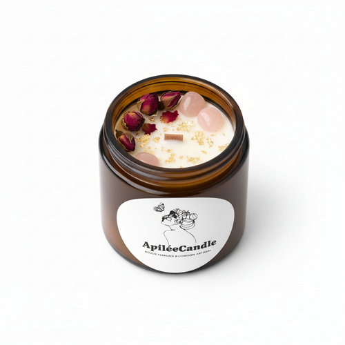 Bougie Amour & Attirance avec feuilles d'or