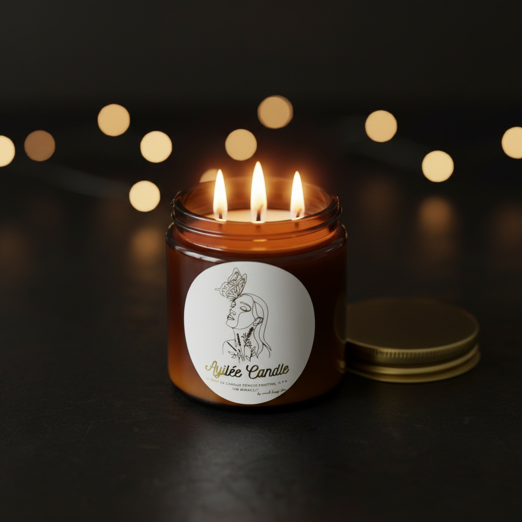 Bougie marron logo ambiance
