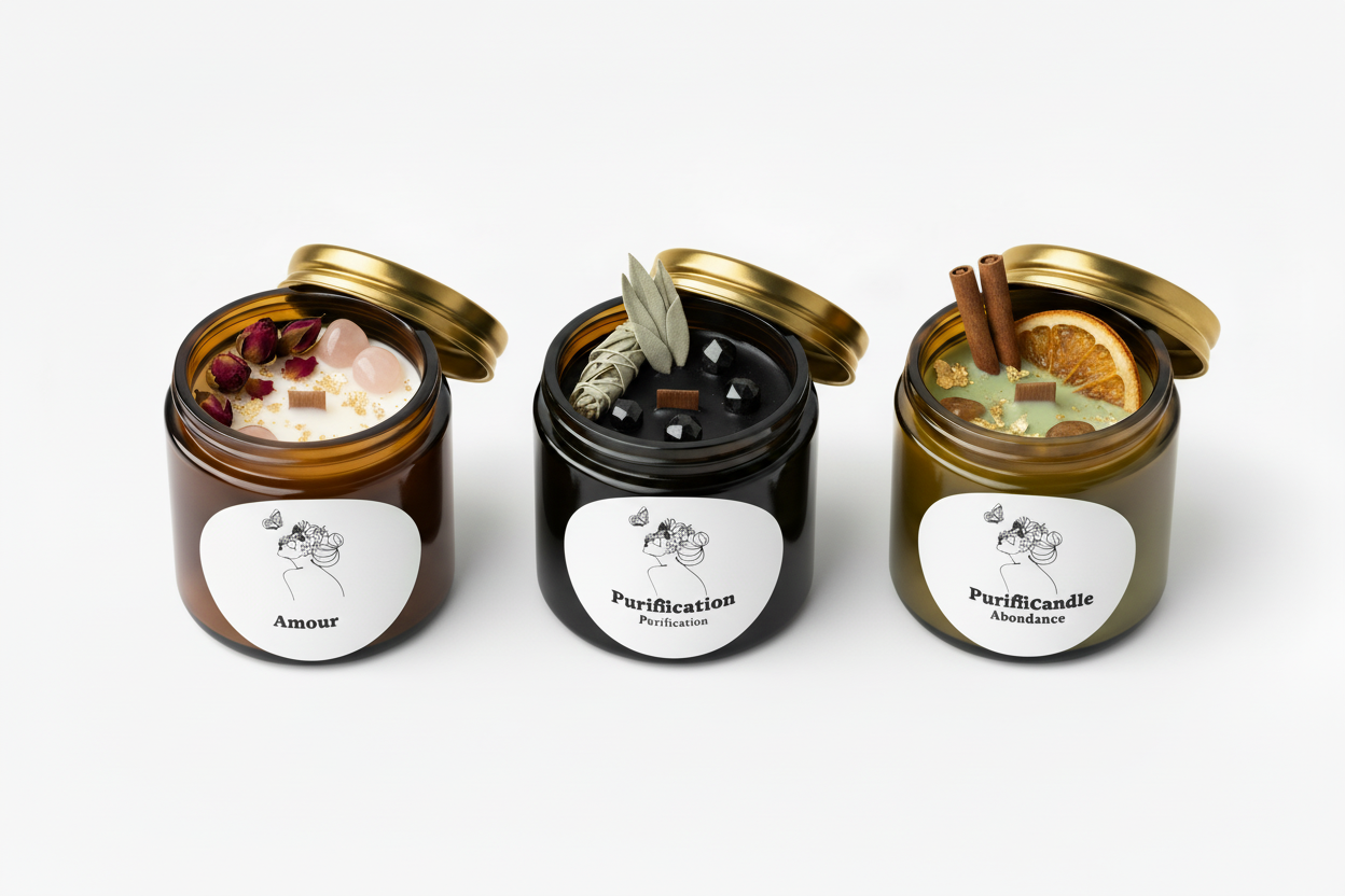 Trio Magique AyiléeCandle - Purification avec 3 cristaux noirs